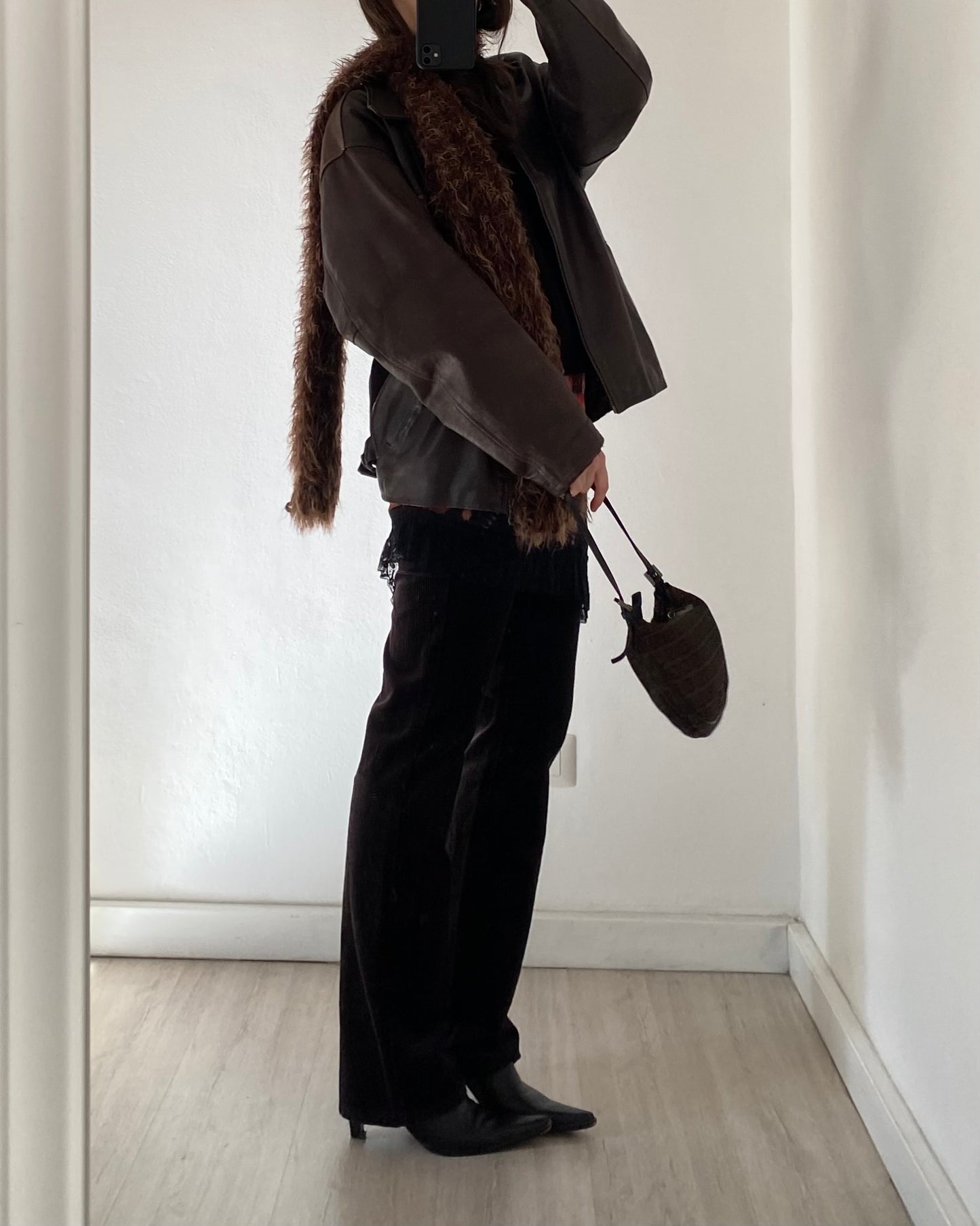 Brown cord flare trousers