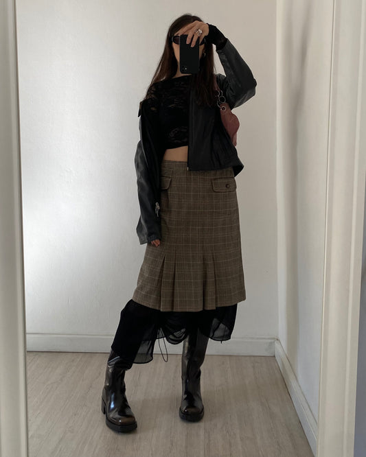 Max Mara check midi skirt