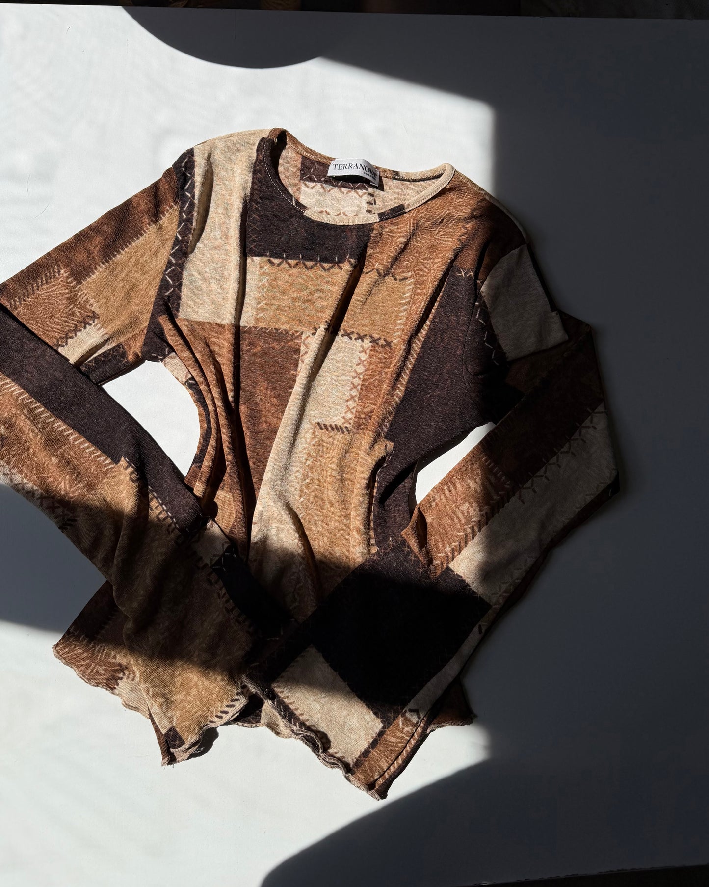 Patchwork micro mesh top