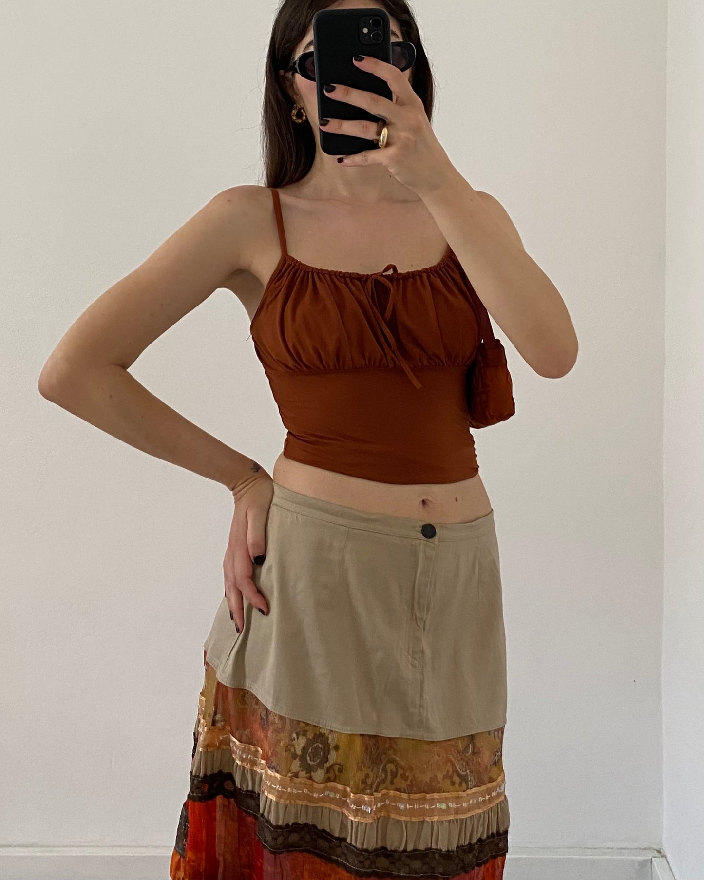 Tiered embroidered skirt