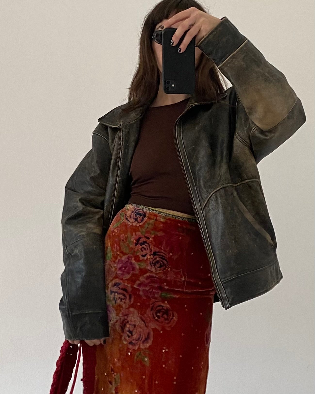 Embellished silk and velvet midi skirt