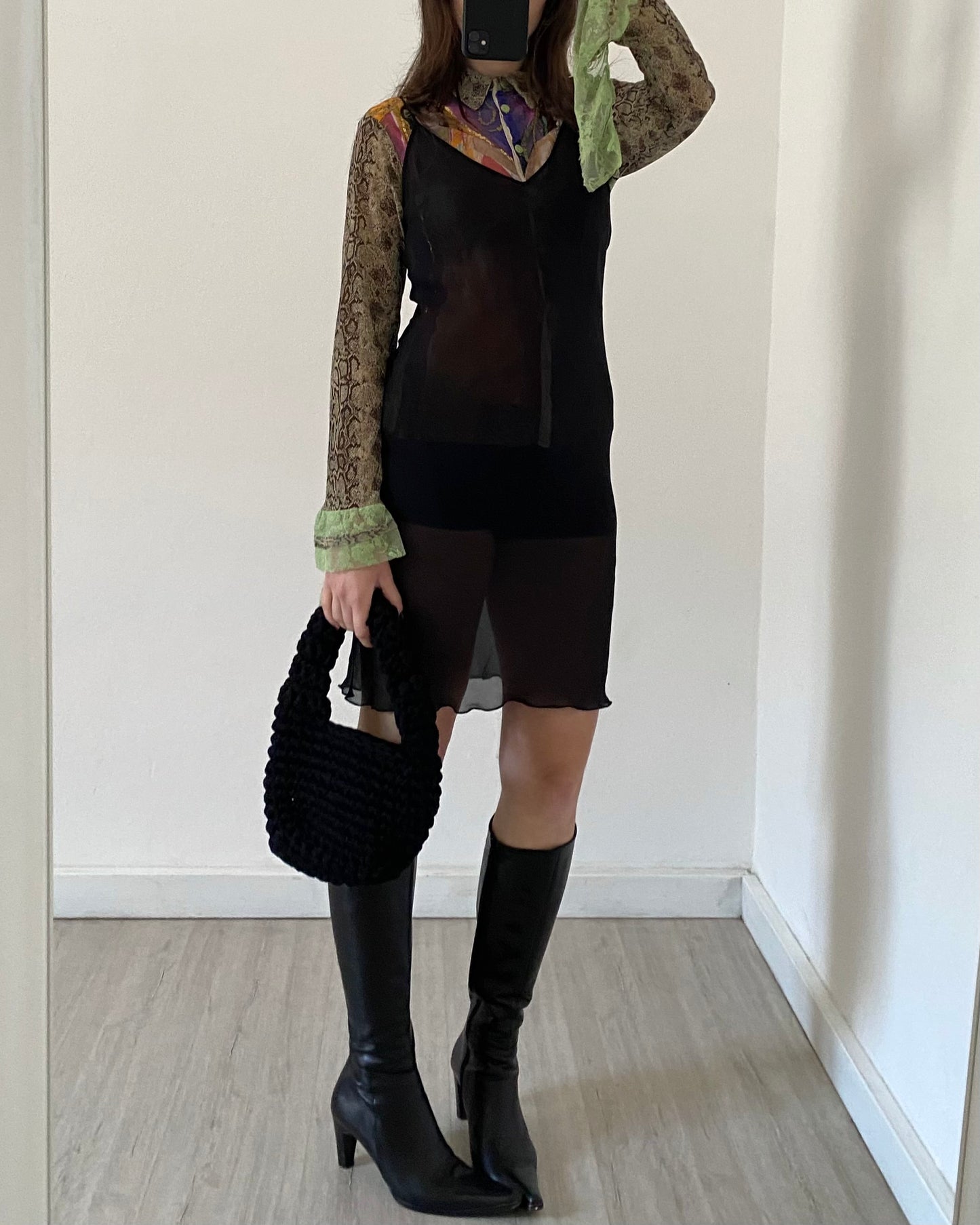 00s patchwork micro tulle top