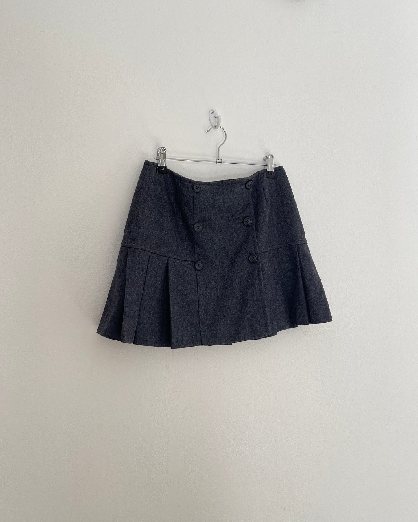 Wool pleated mini skirt