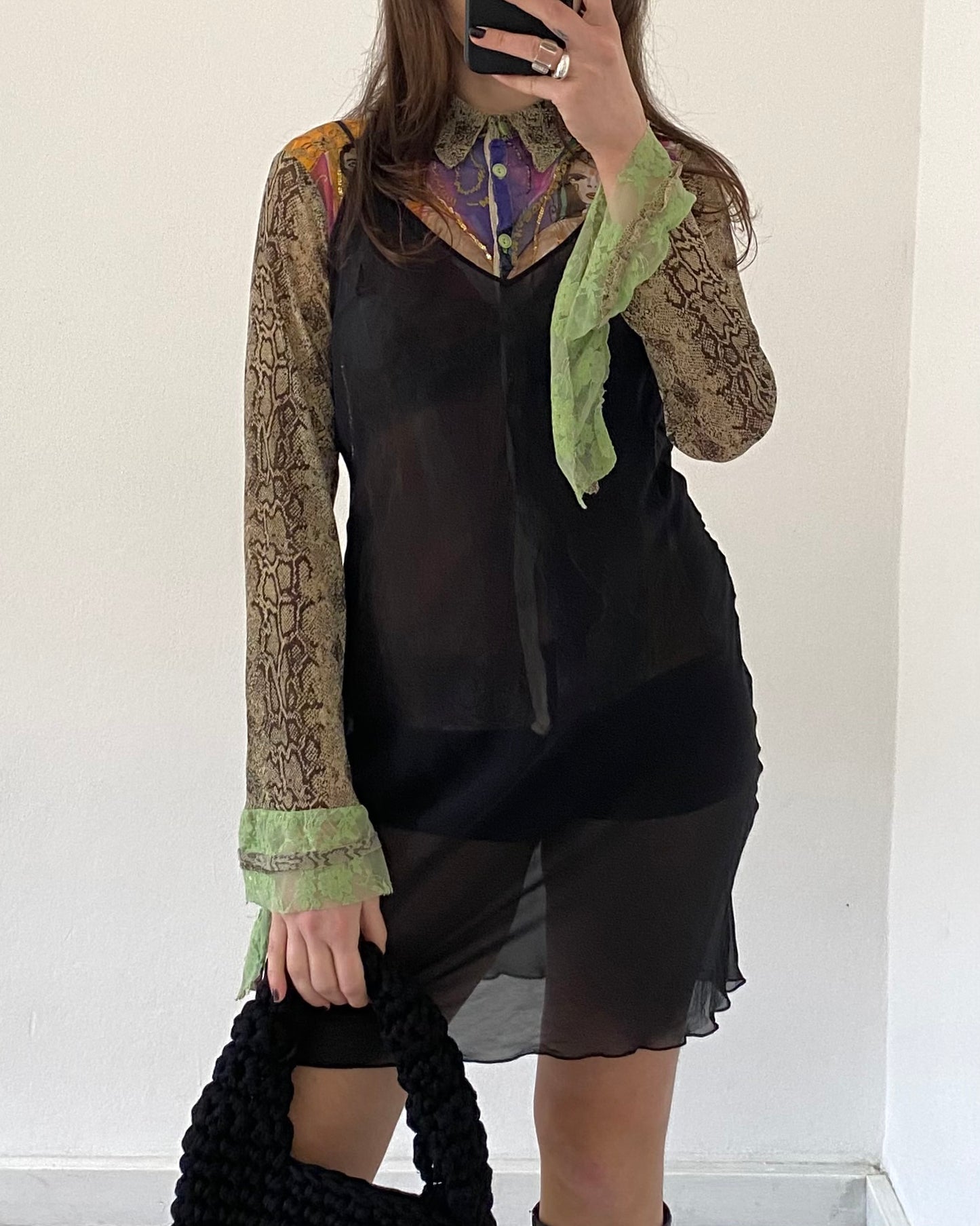 00s patchwork micro tulle top