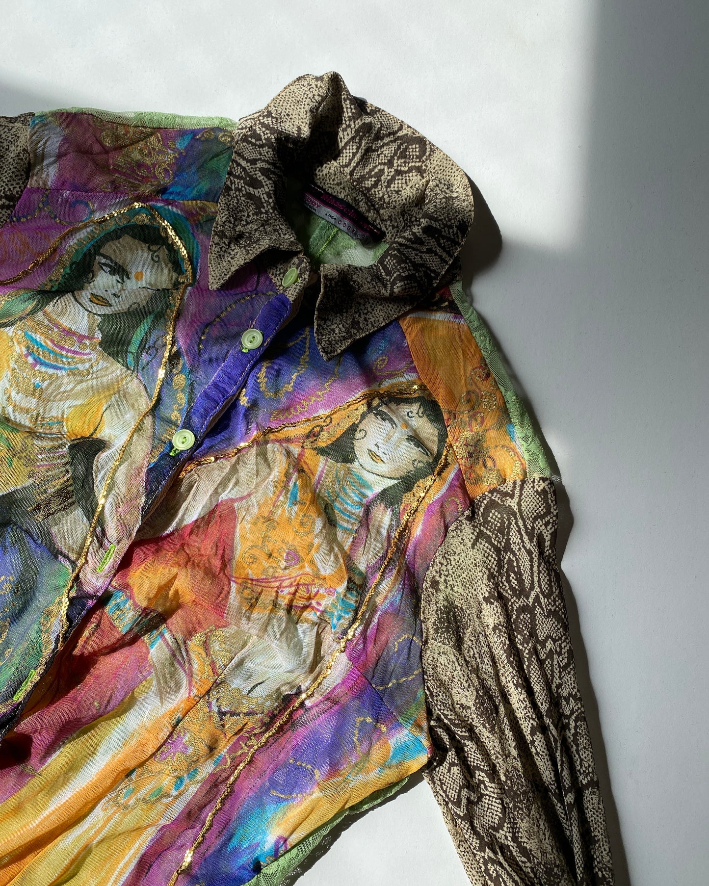 00s patchwork micro tulle top