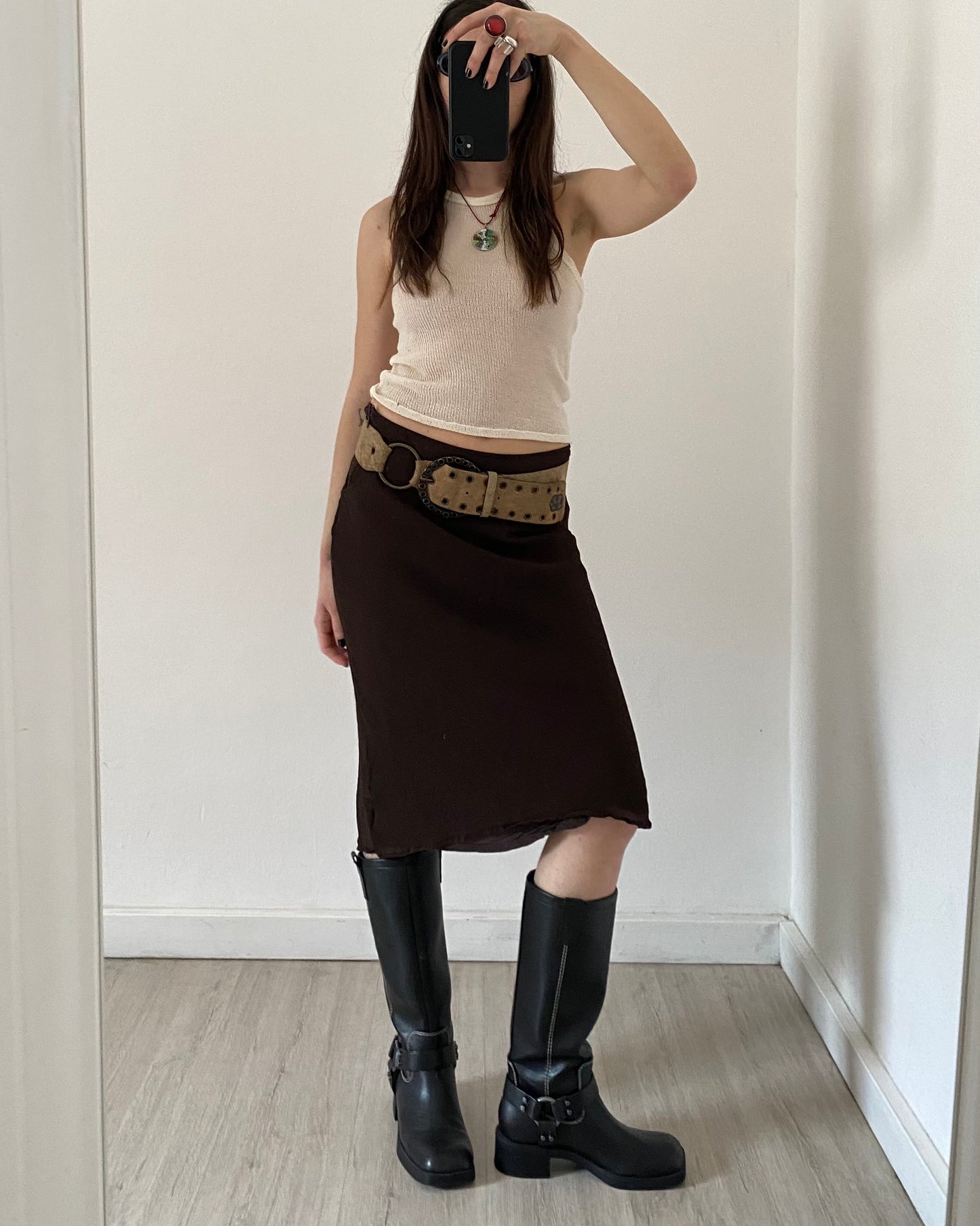 Brown midi skirt
