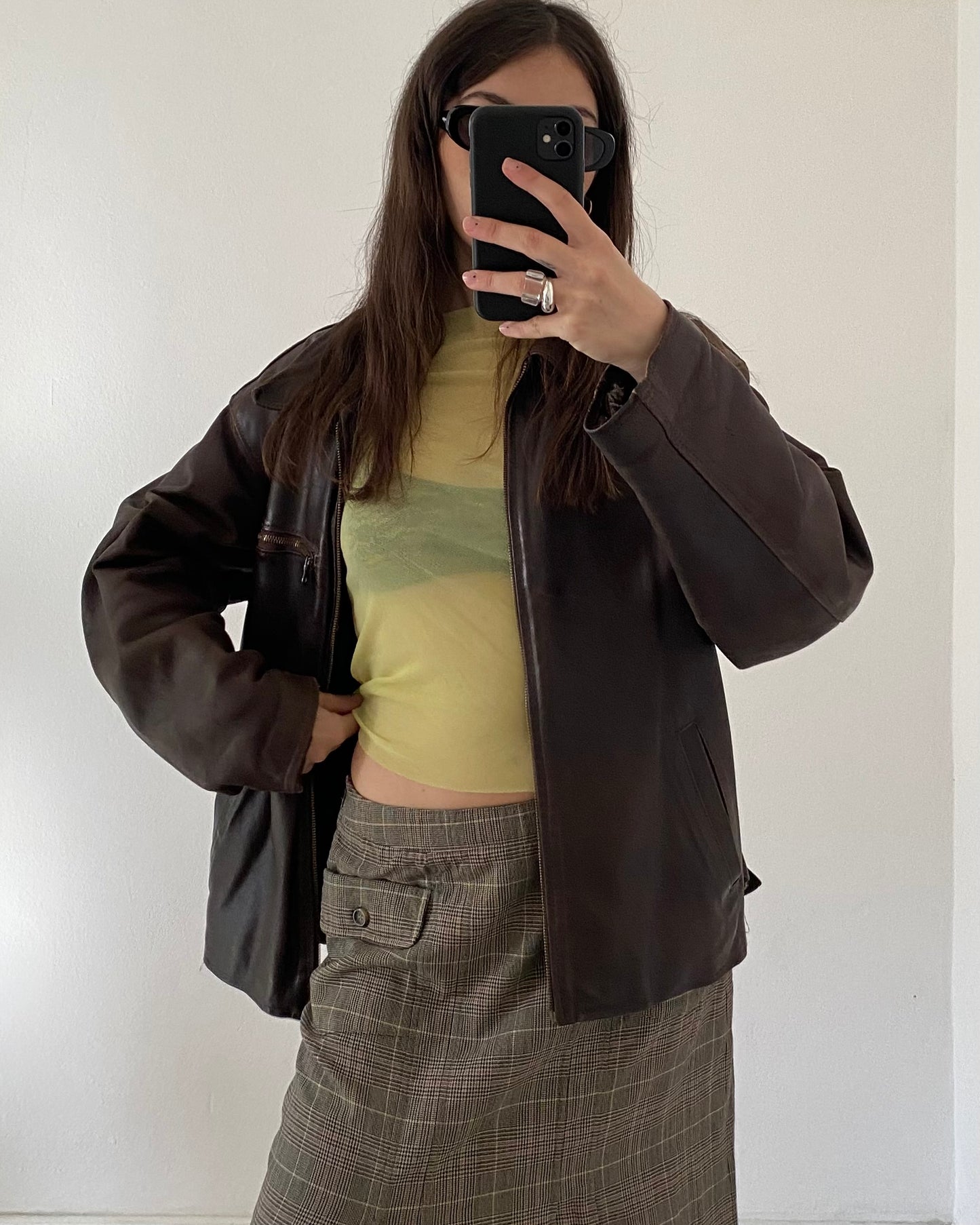 Max Mara check midi skirt