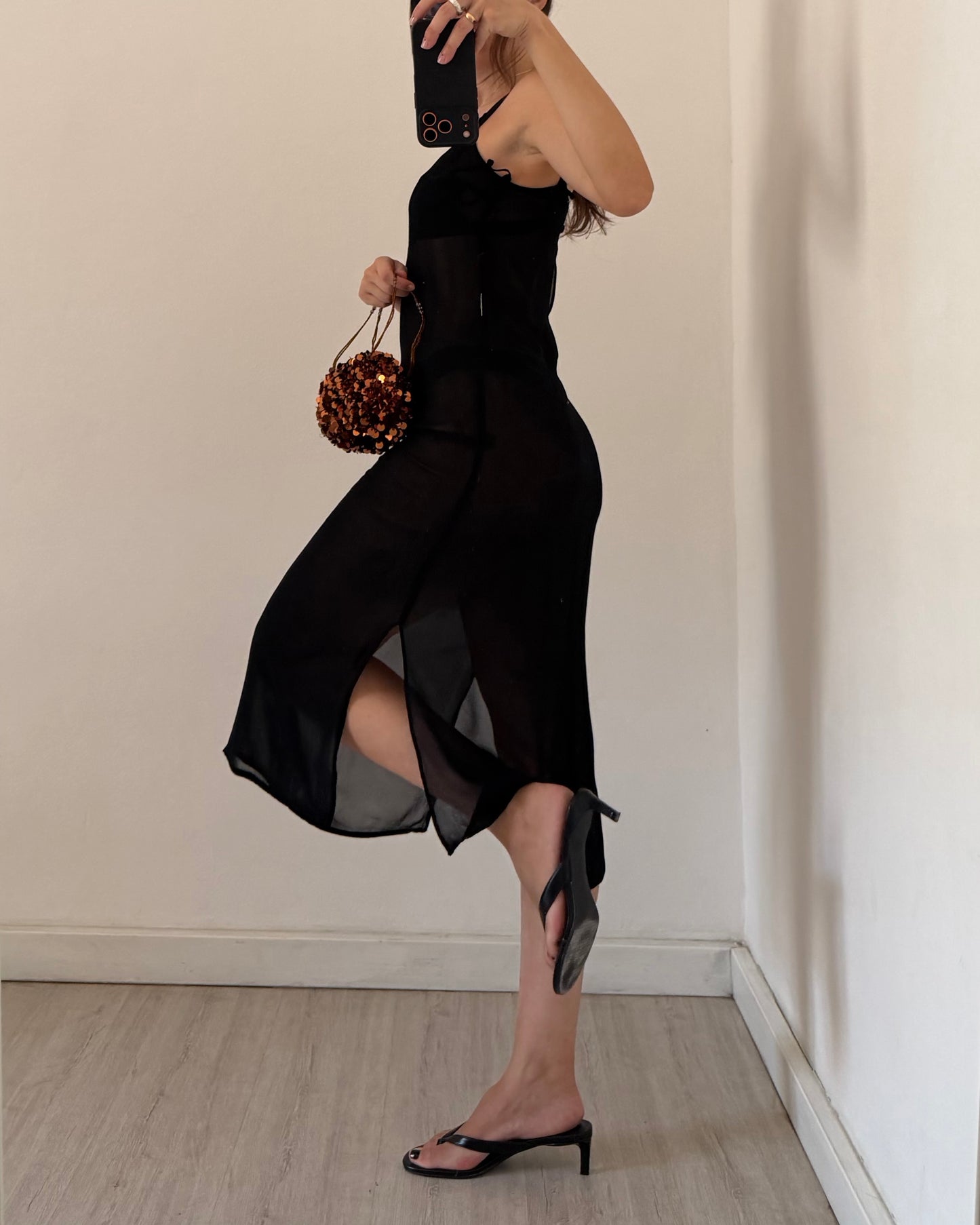 Sheer black midi dress
