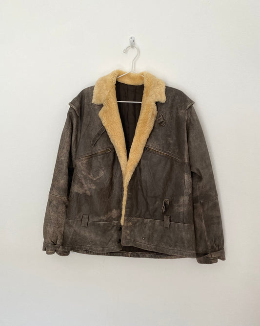 90s distressed leather jacket