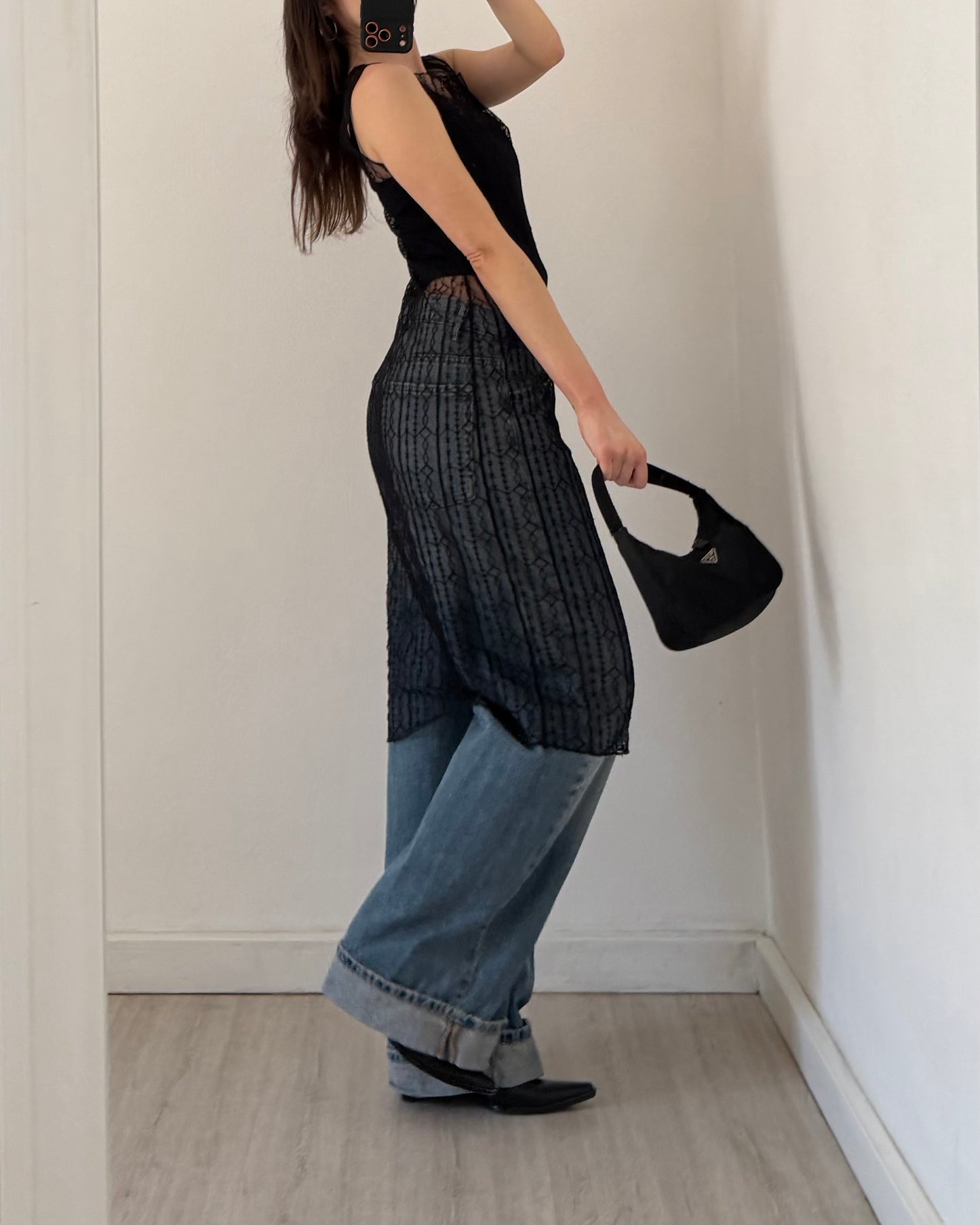 Black sheer midi dress