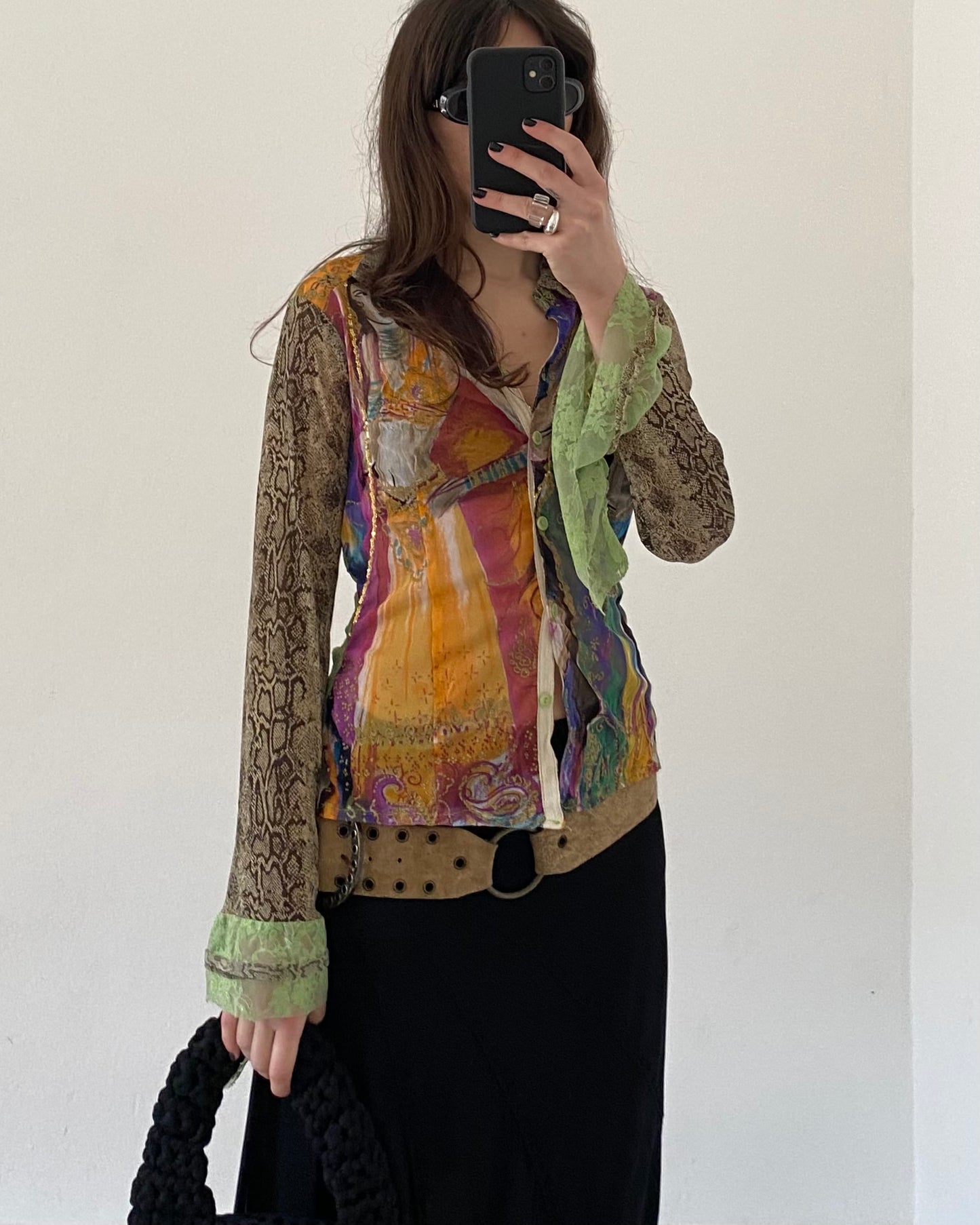 00s patchwork micro tulle top