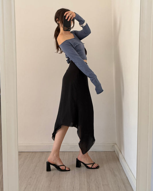 Asymmetric midi skirt