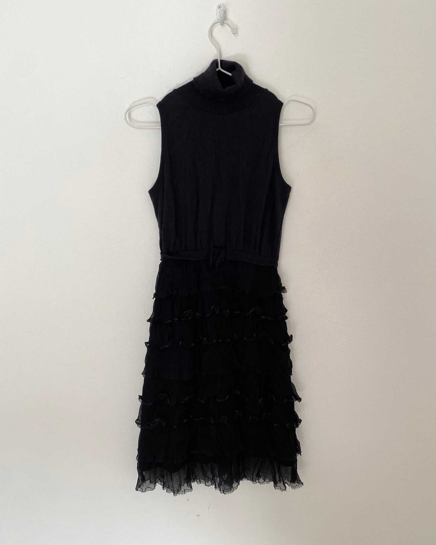 Knit mini dress with ruffles