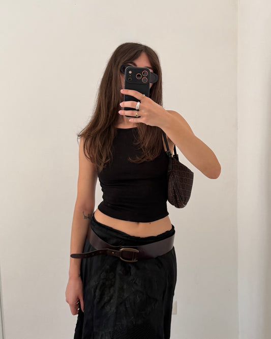 00s patchwork satin maxi skirt