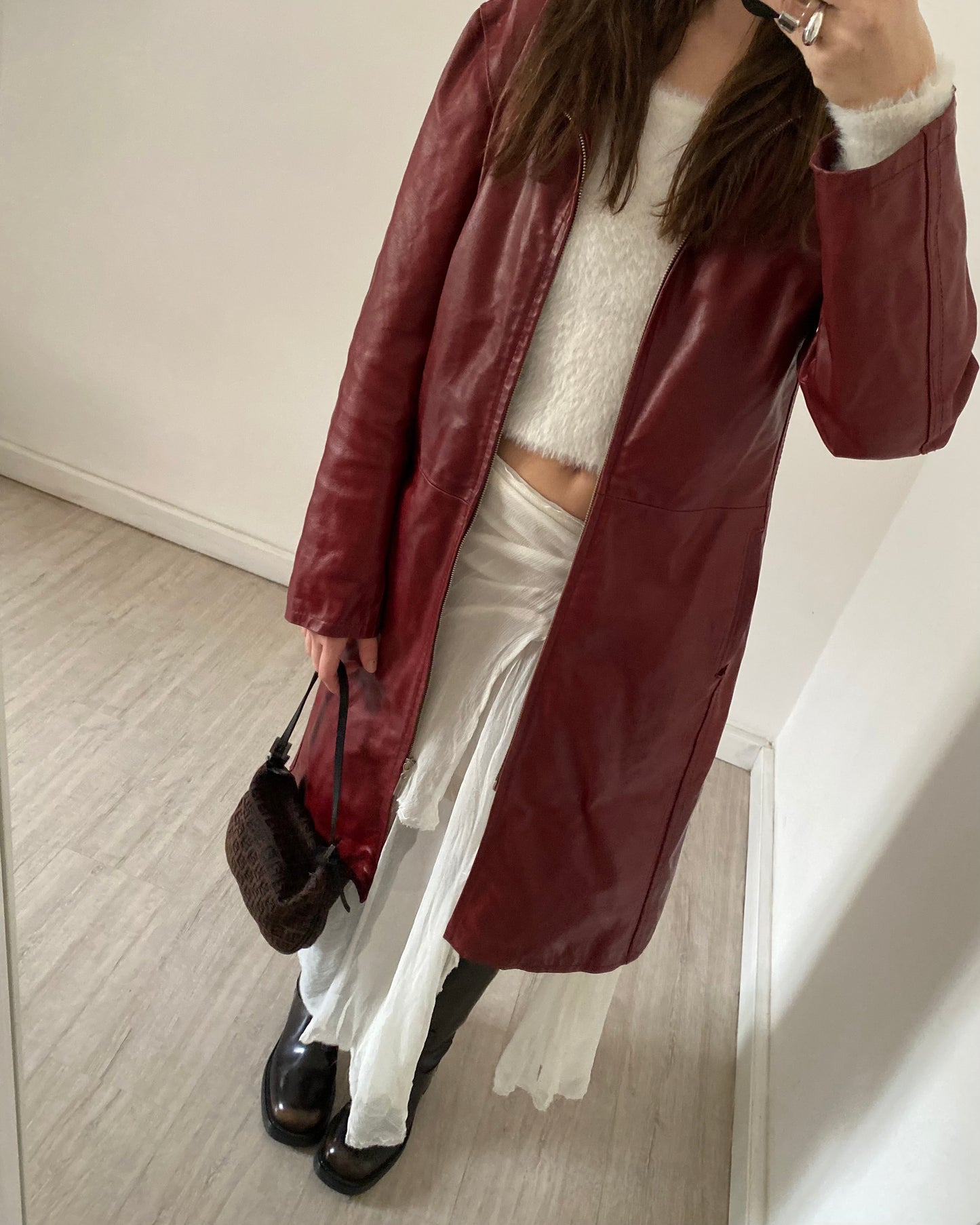 Cherry red leather jacket