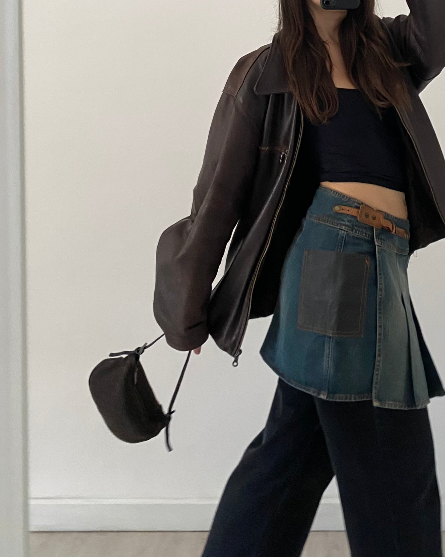 00s denim pleated skirt by Guess