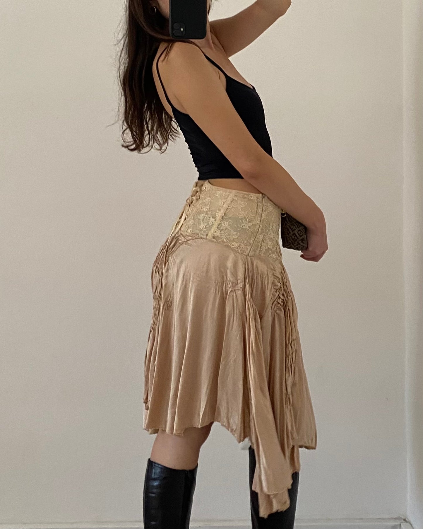 Silk draped skirt
