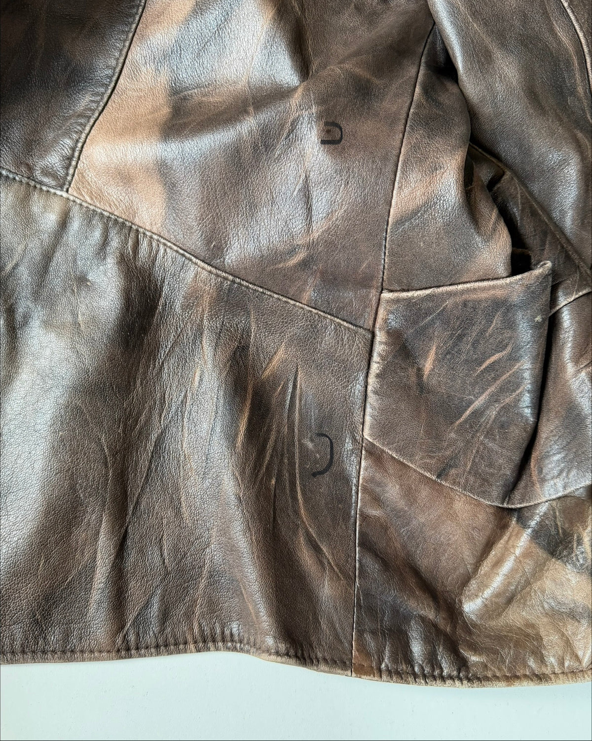 Distressed leather jacket