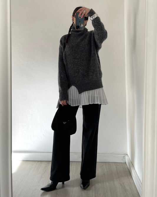 Asymmetric knit sweater