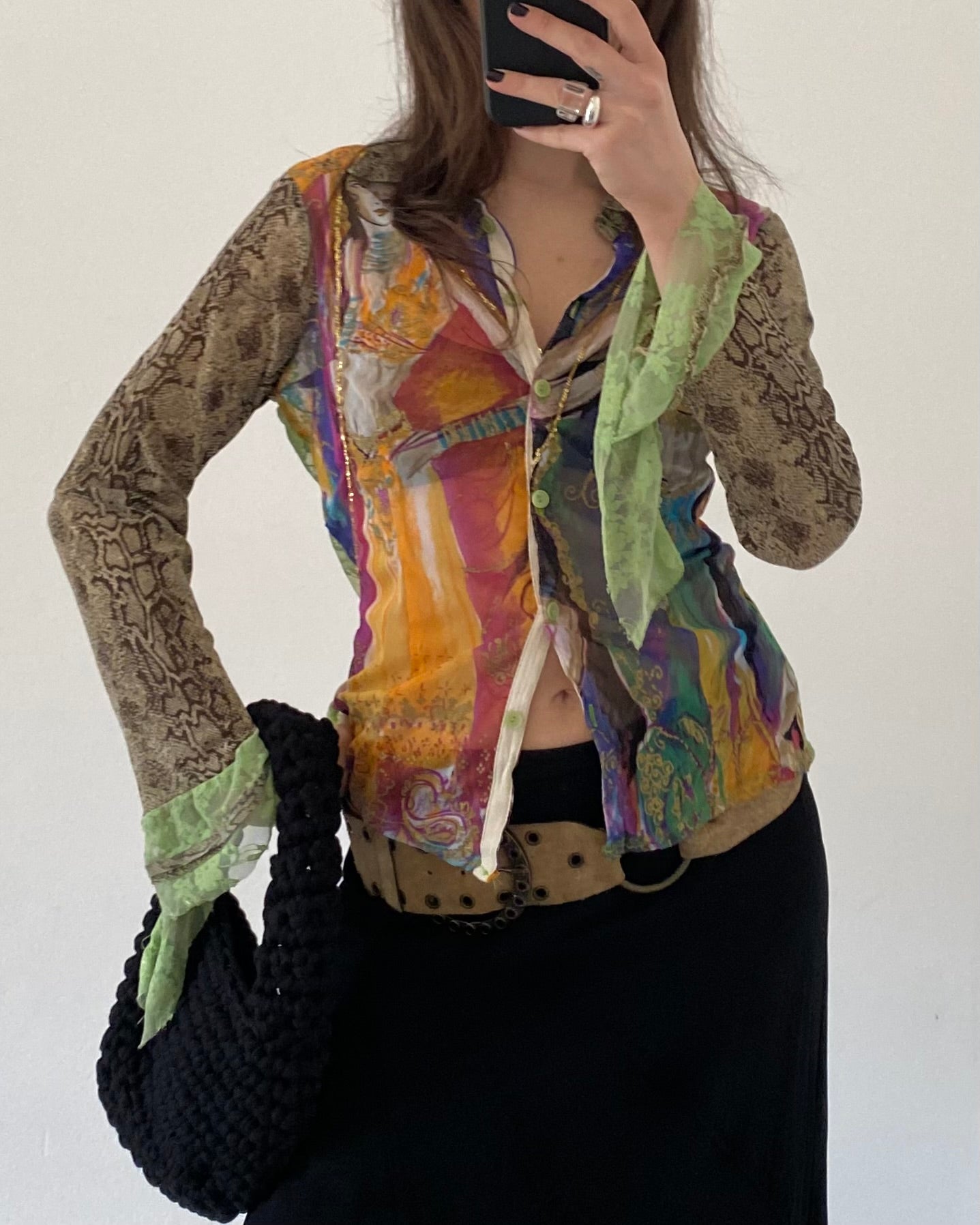 00s patchwork micro tulle top