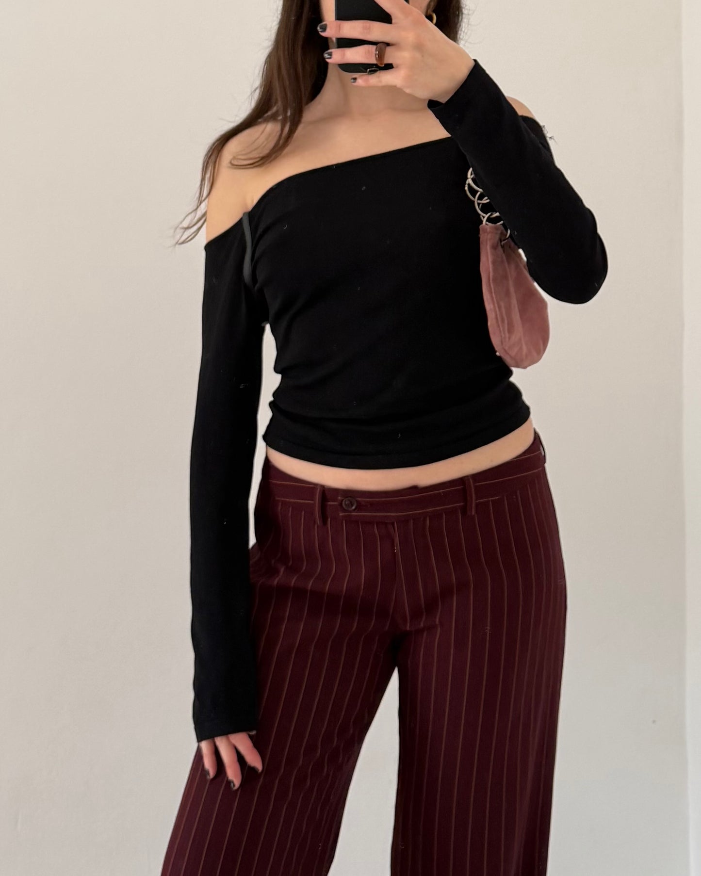 Pinstripe low rise trousers