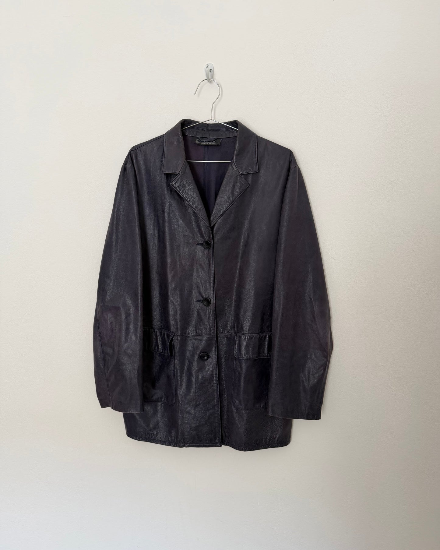 Midnight blue leather jacket