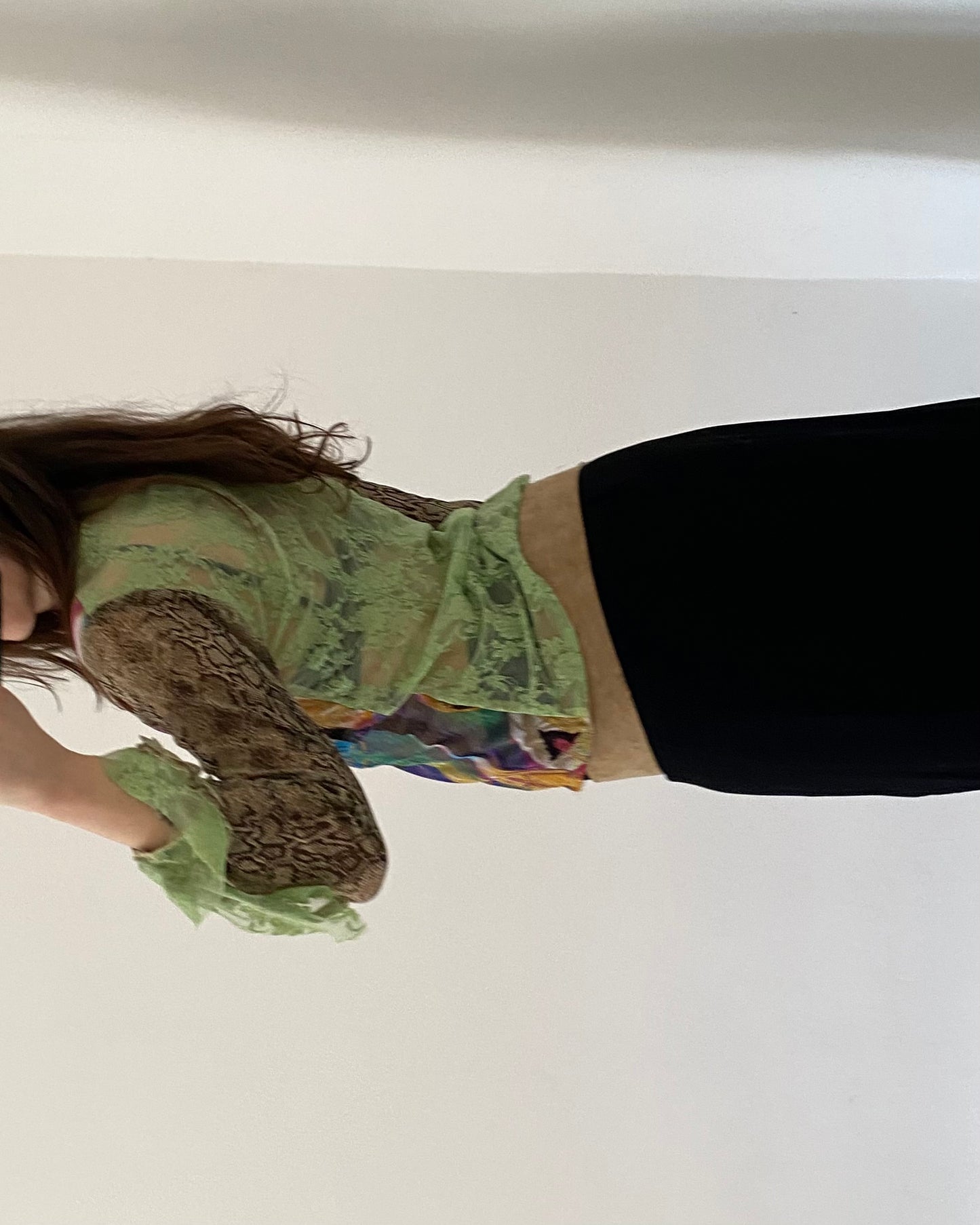 00s patchwork micro tulle top