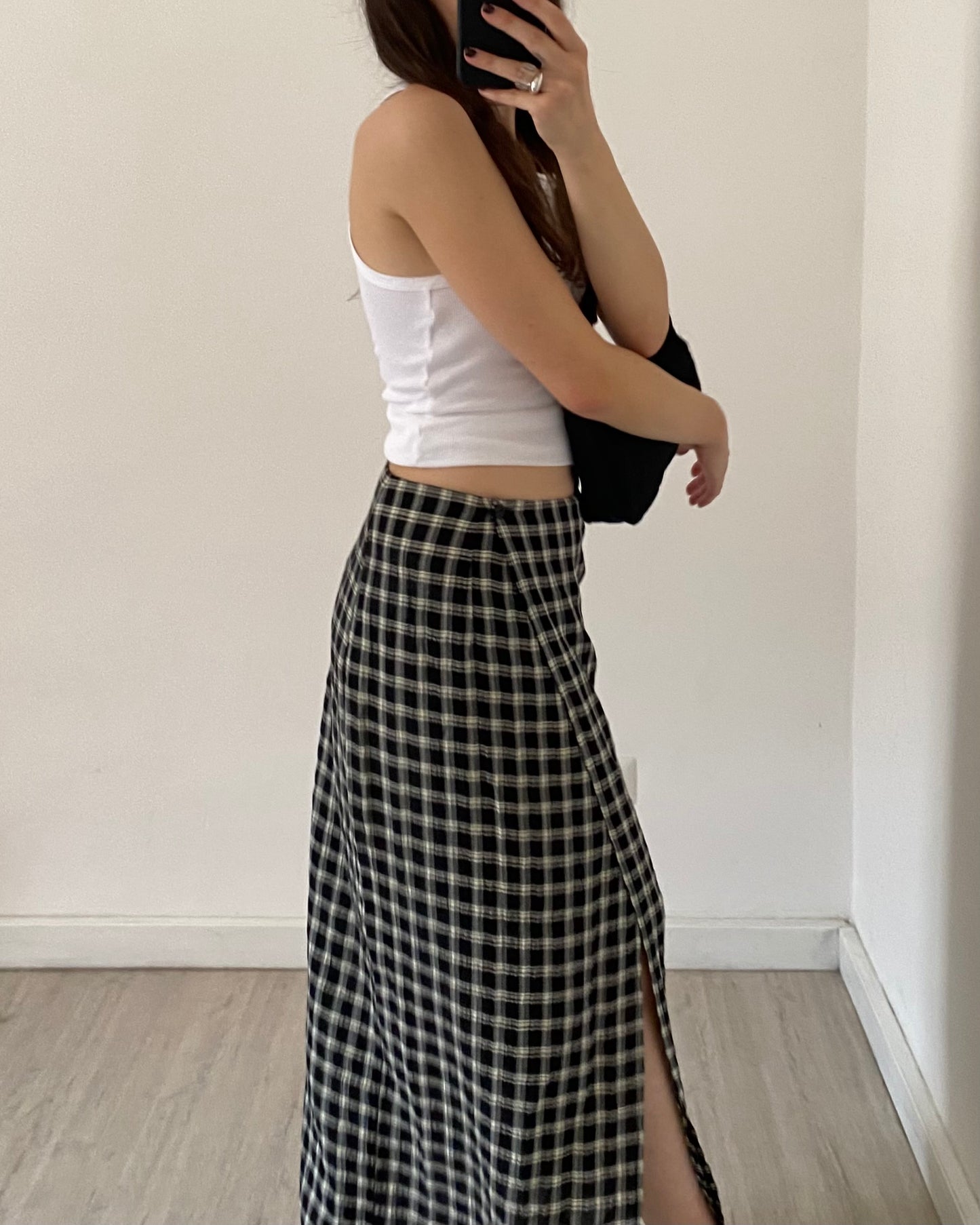 Check wrap skirt