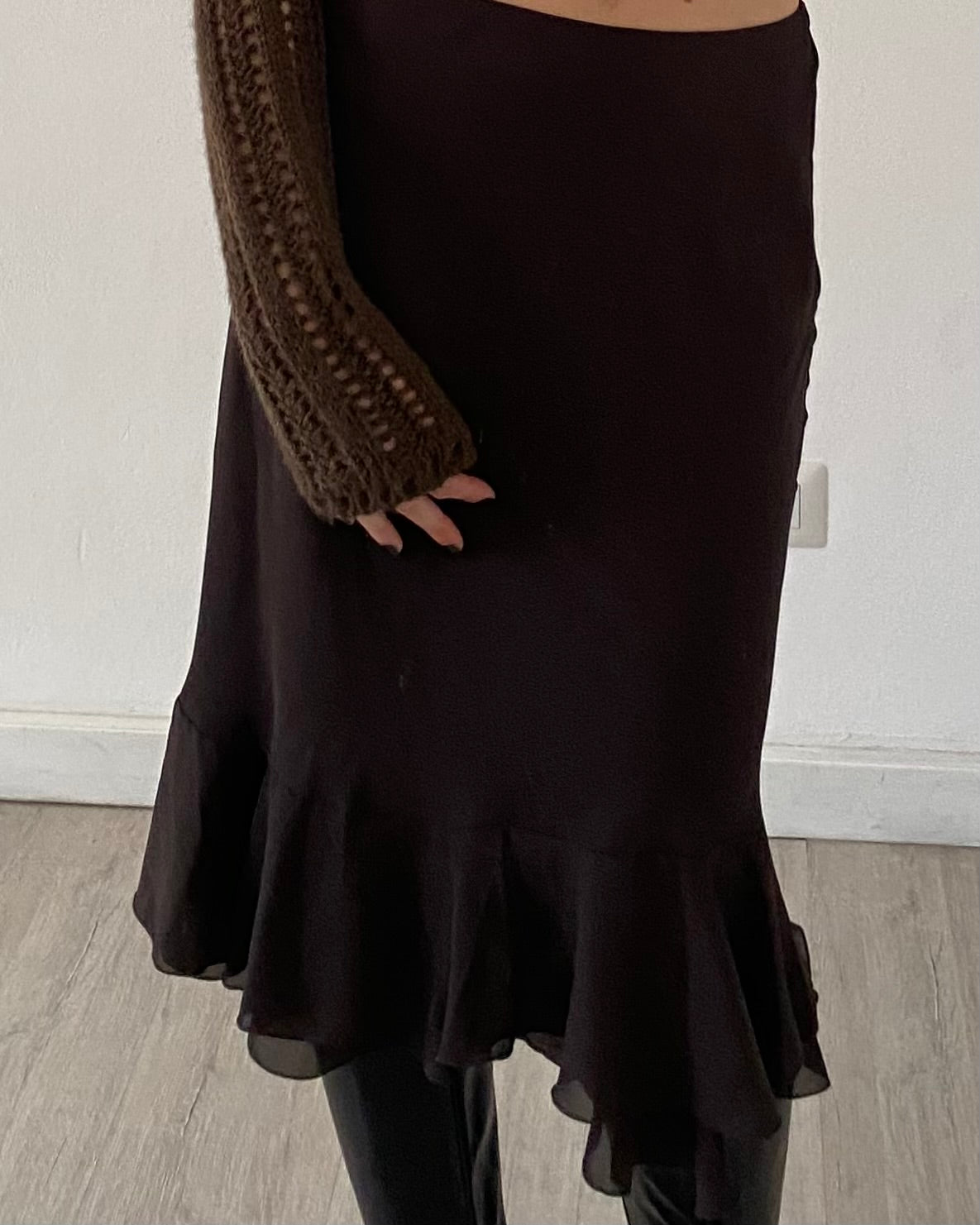 Brown midi skirt