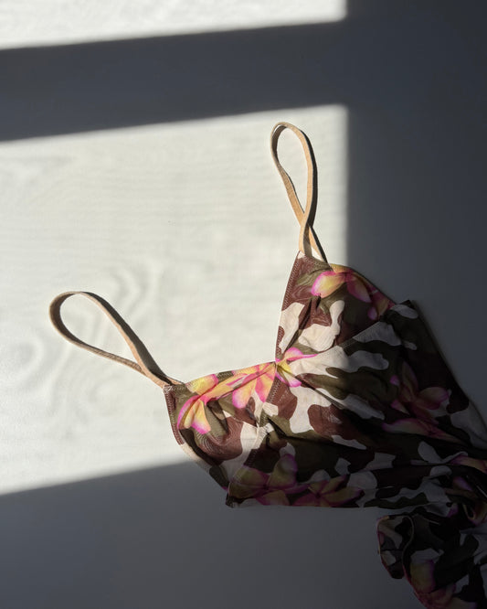 Micro mesh floral top
