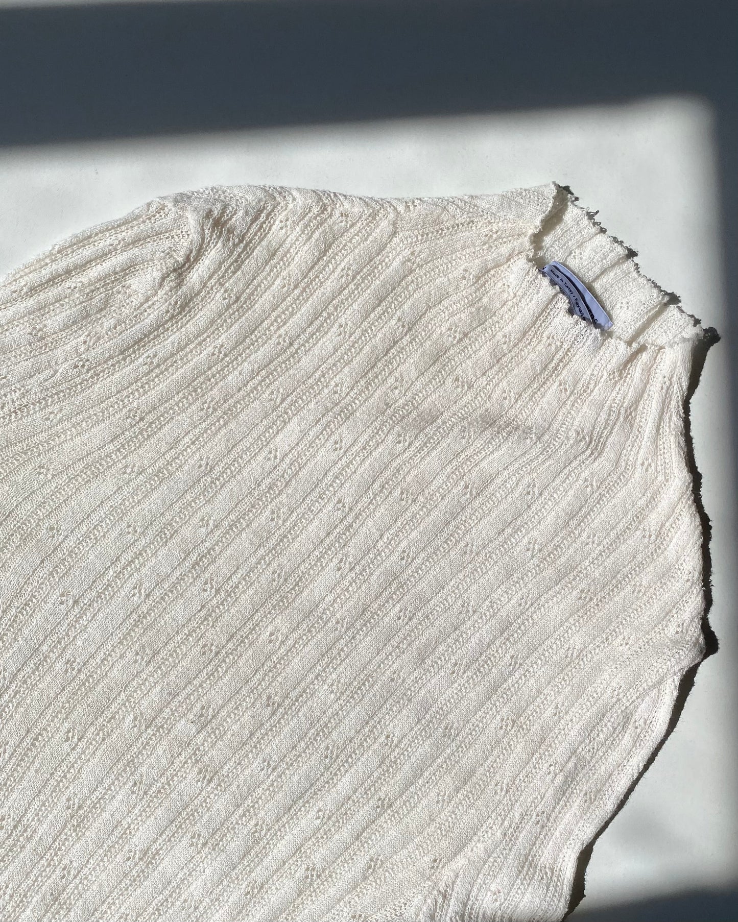 Sheer knit pointelle top