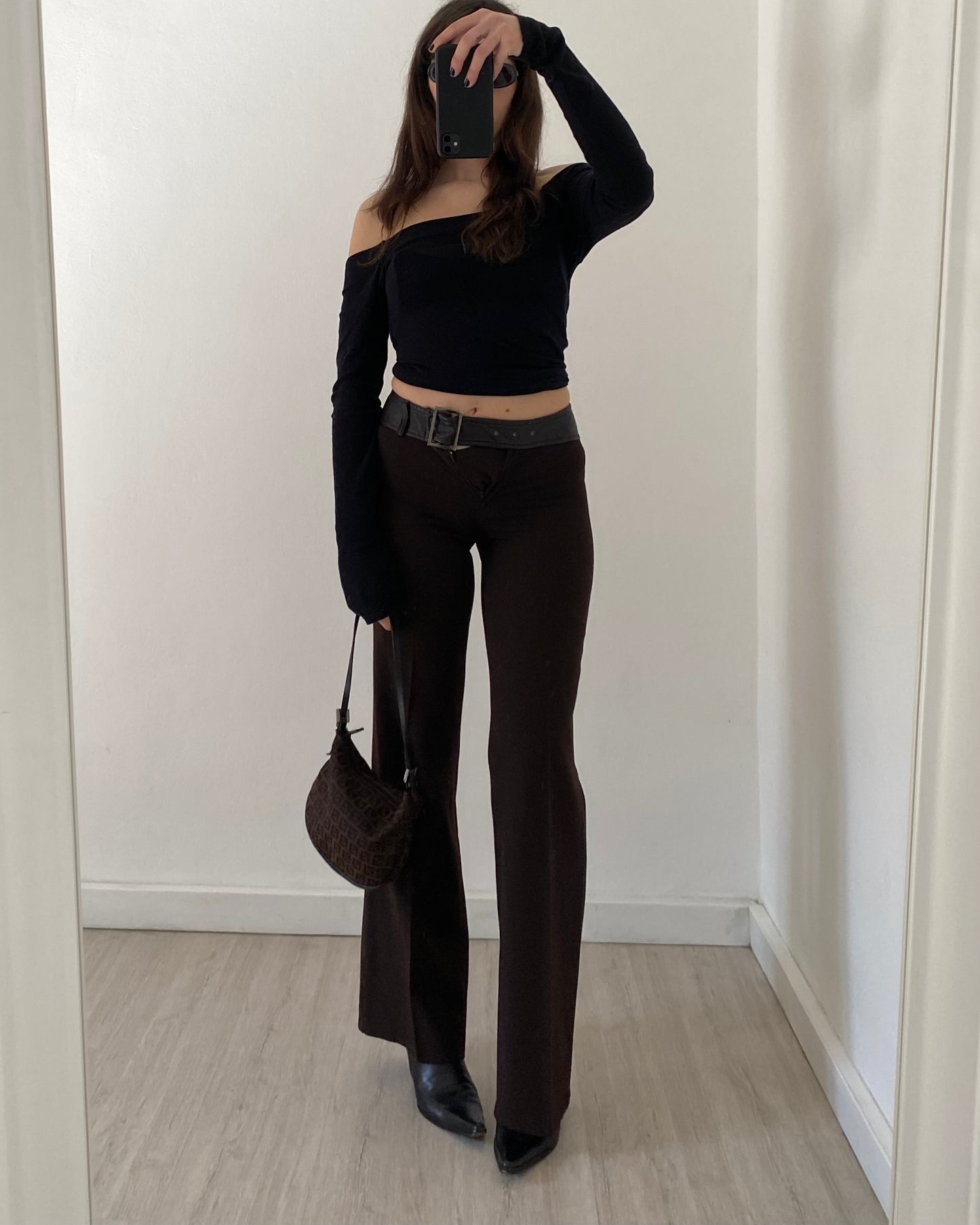 Y2k flare pants with buckle