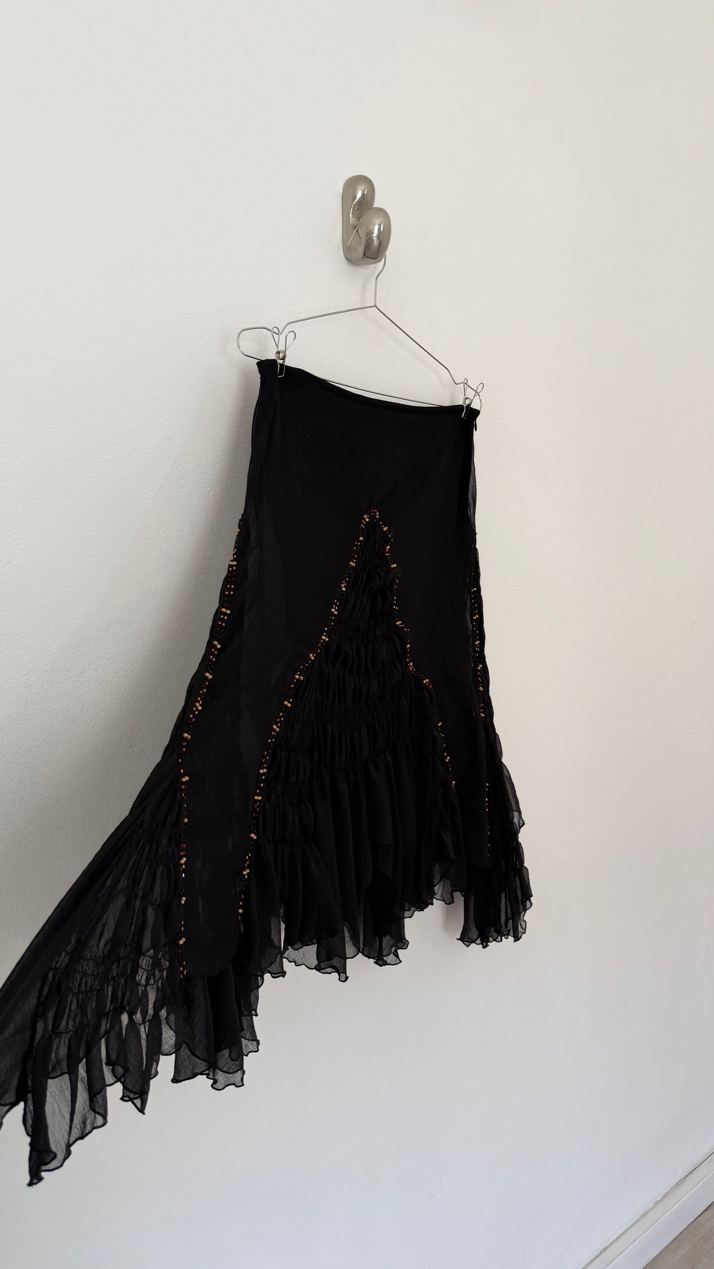 Embroidered chiffon midi skirt