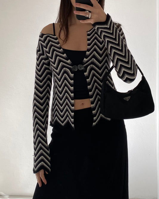 Striped knit cardigan