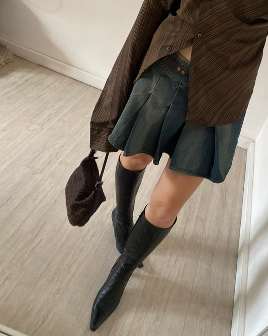 00s denim pleated skirt by Guess