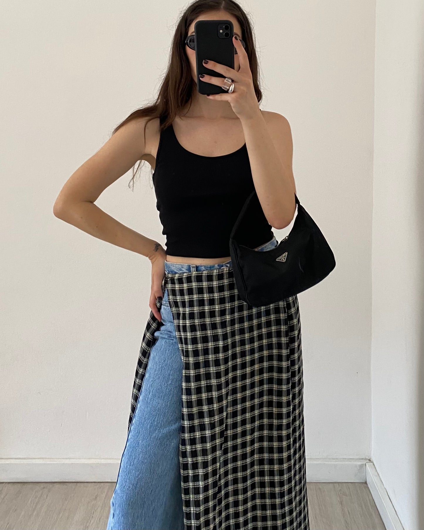 Check wrap skirt