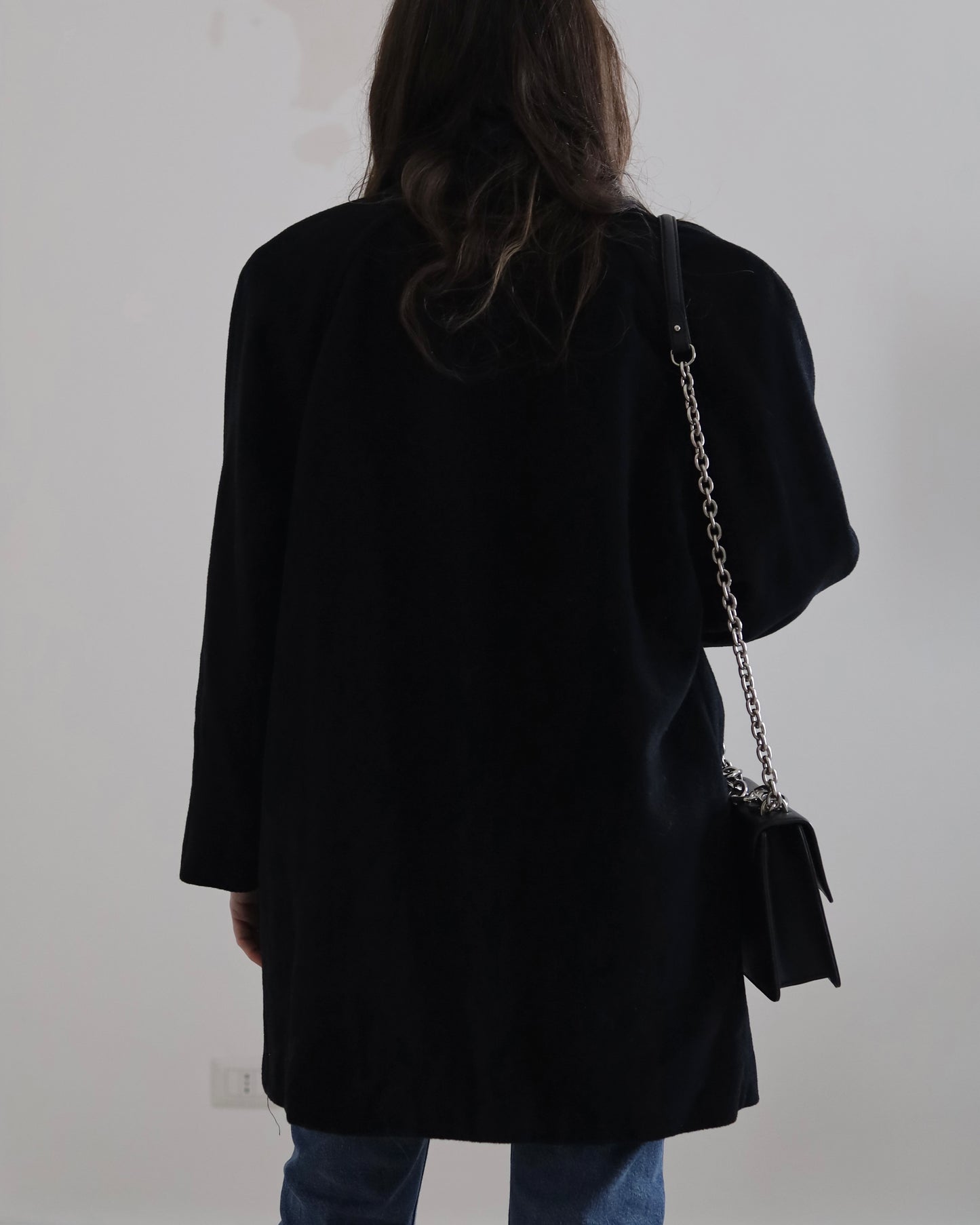 Black double breasted wool coatl