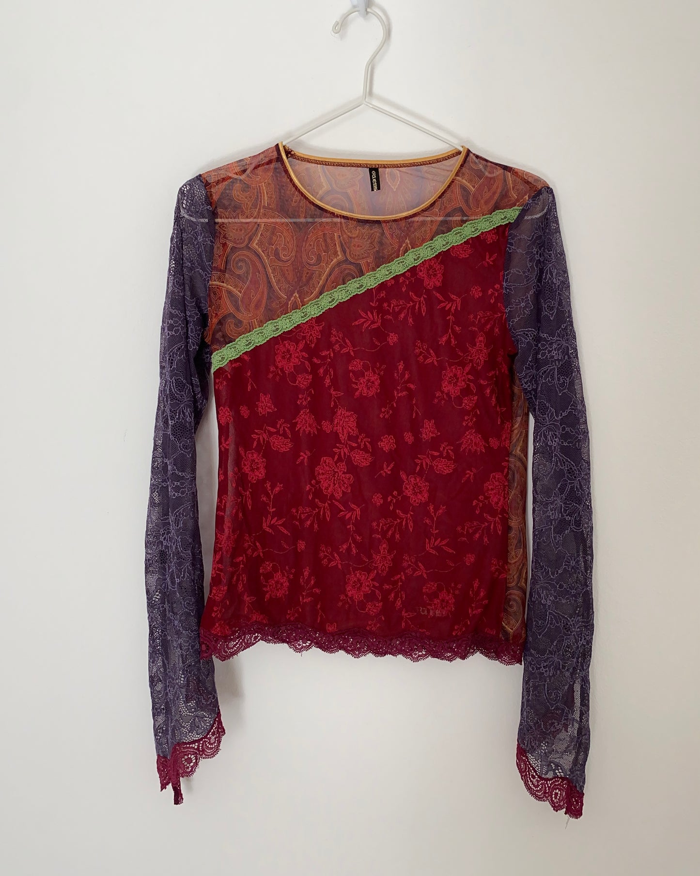 Top manches longues en maille patchwork Guess