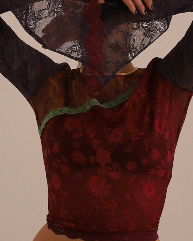 Top manches longues en maille patchwork Guess