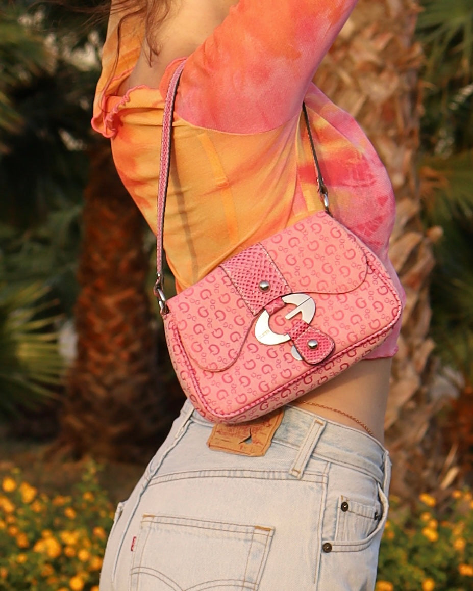 Y2k pink Guess logo bag