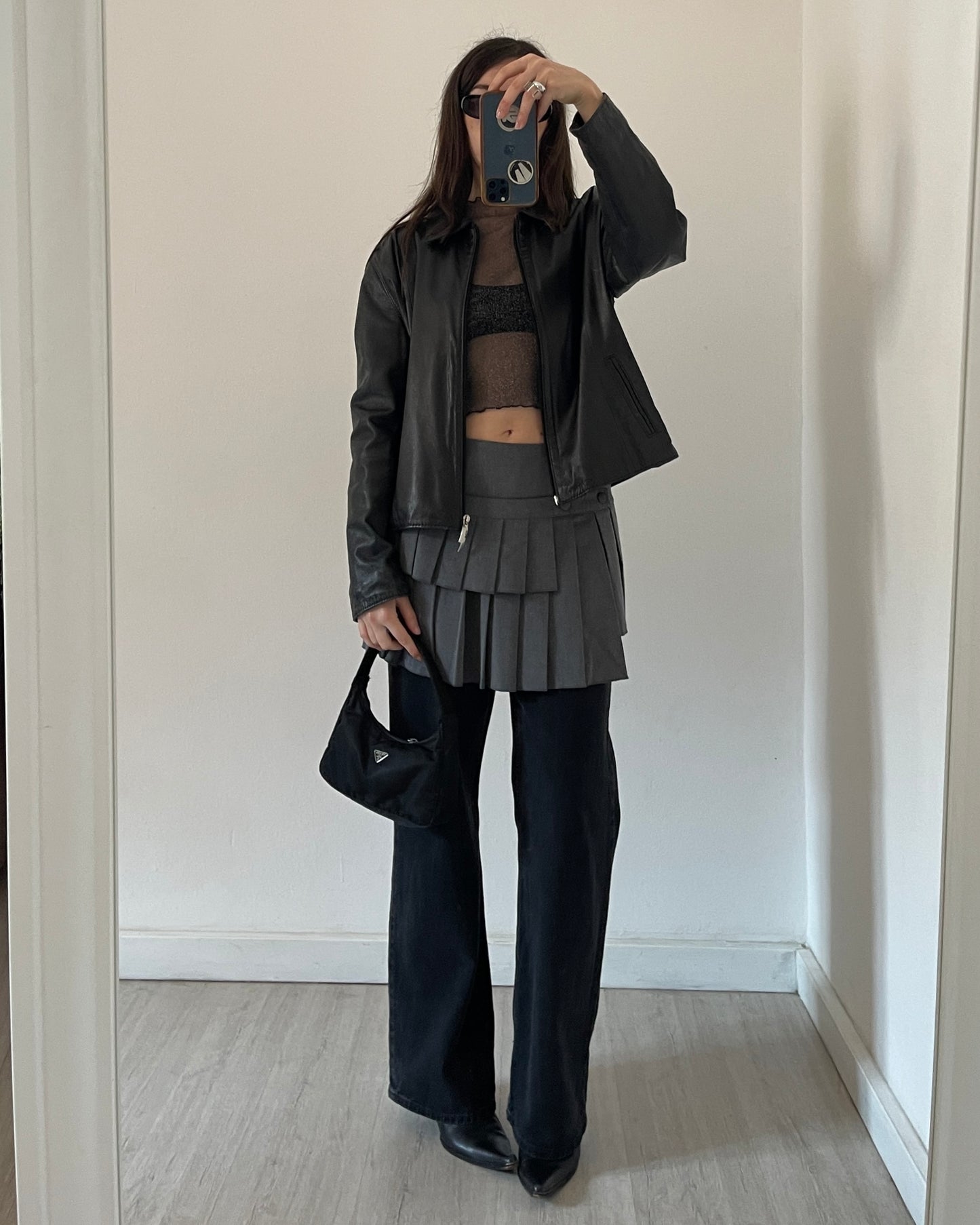 Sheer micro mesh glitter top