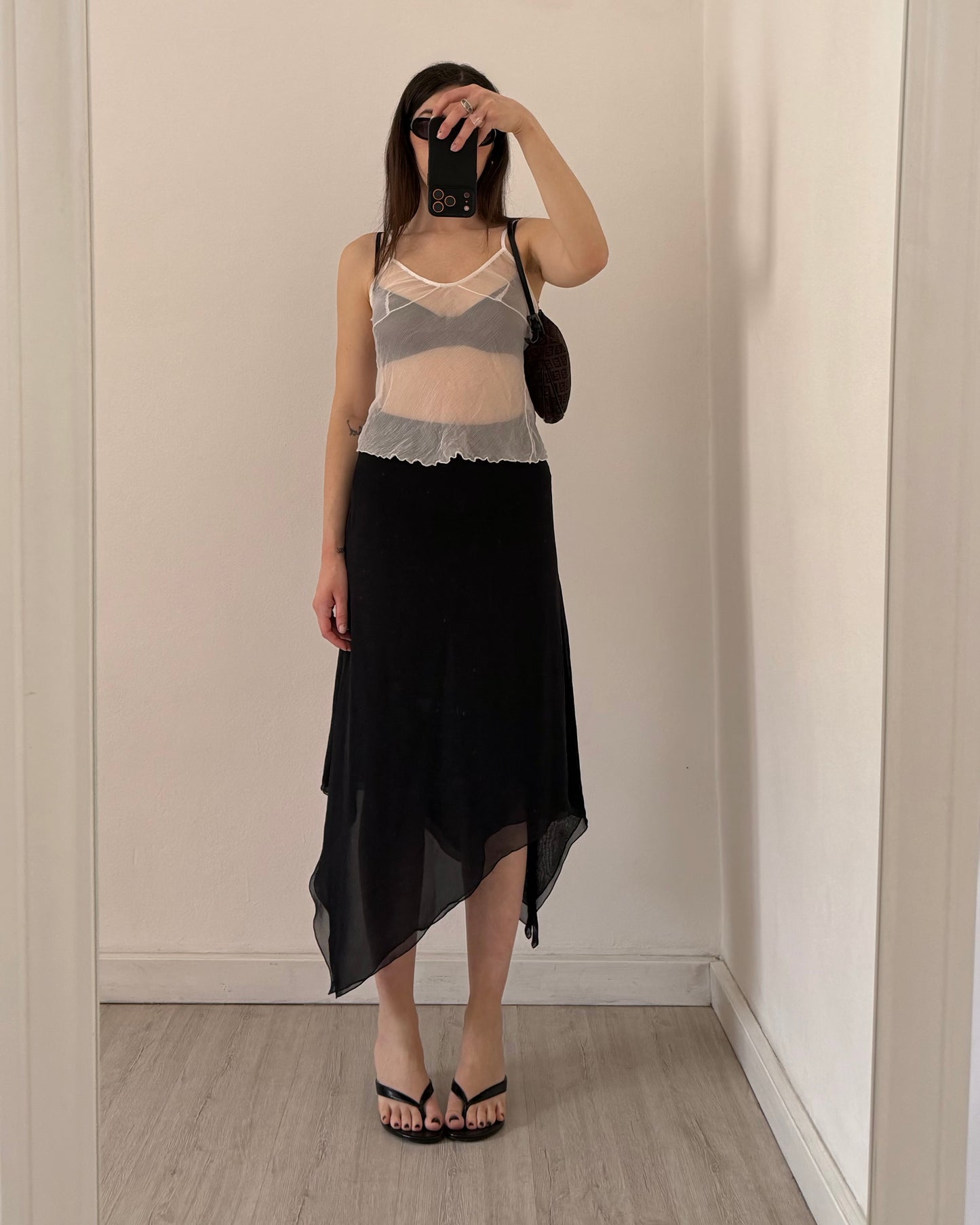 Asymmetric midi skirt