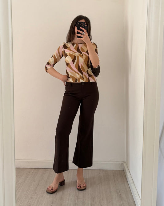 Micro mesh abstract print top