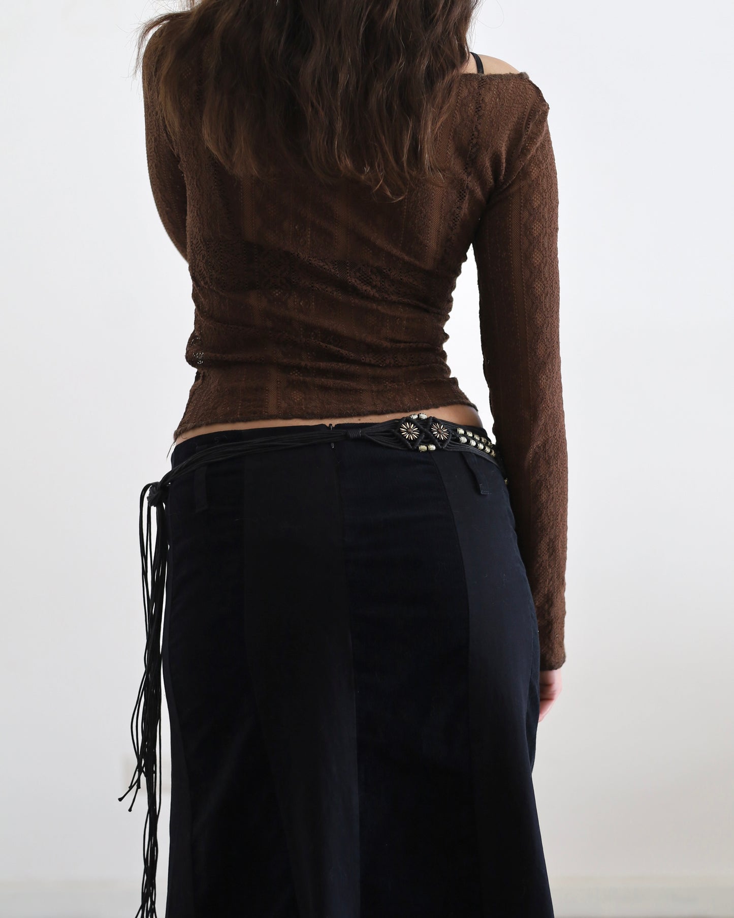 Maxi skirt with embellished belt