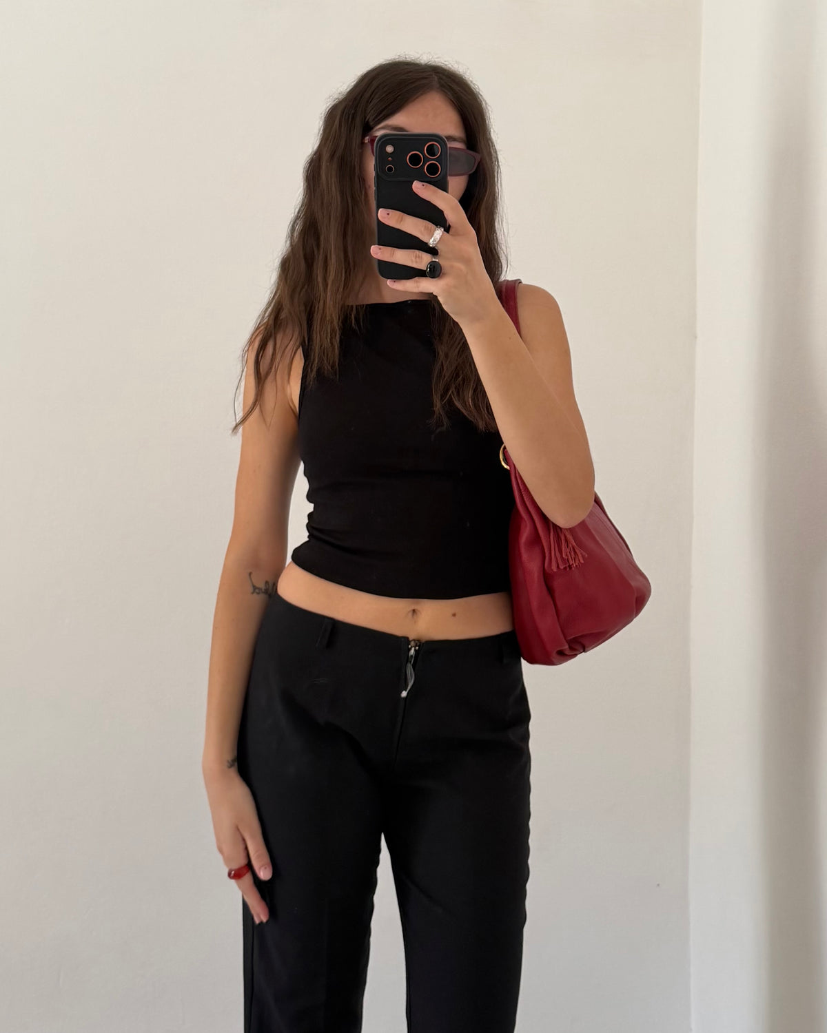 Minimal black kickflare trousers