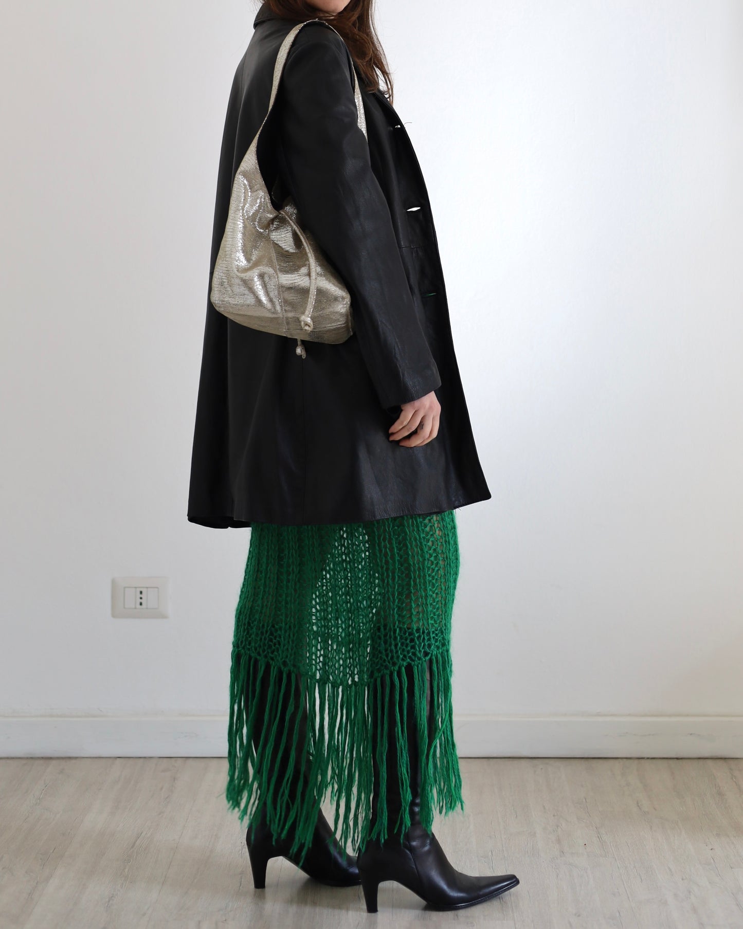 Knit midi skirt with fringes