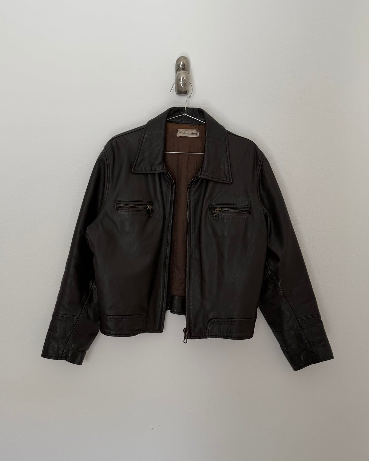 90s brown leather bomber jacket