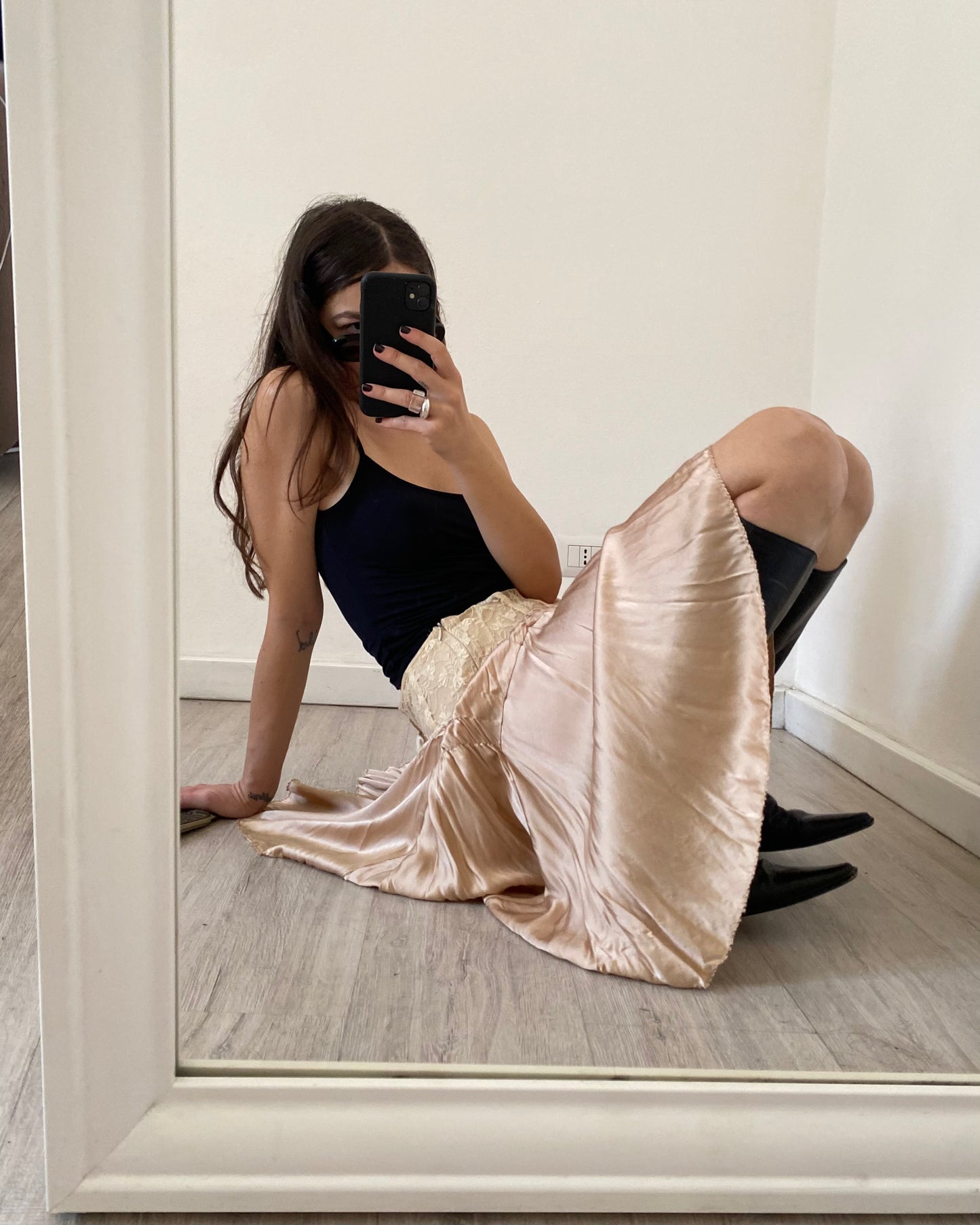 Silk draped skirt