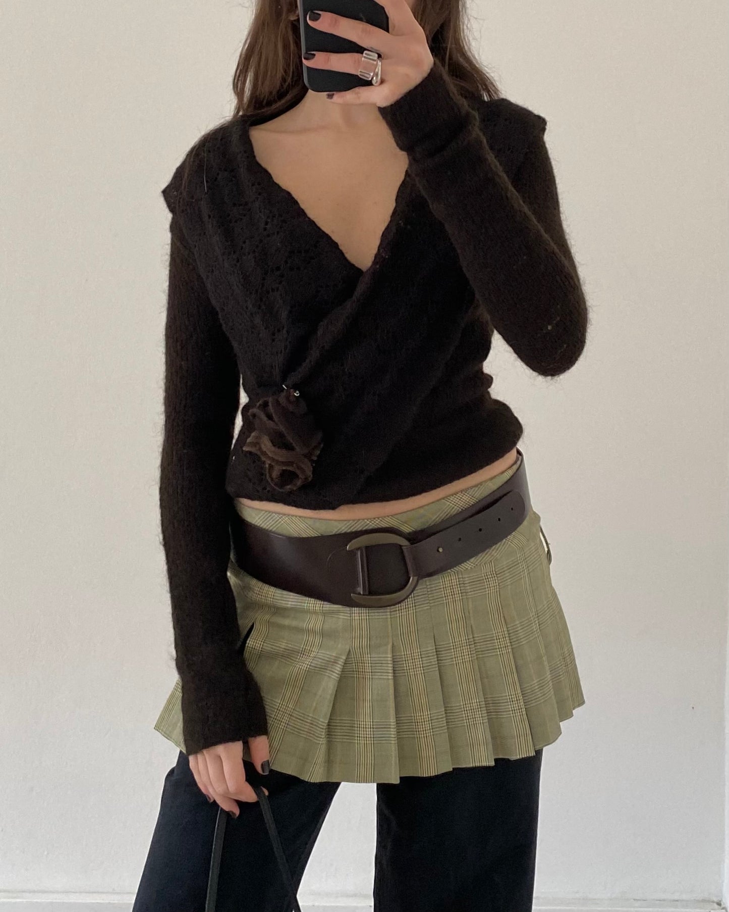 Mohair knit top with rose