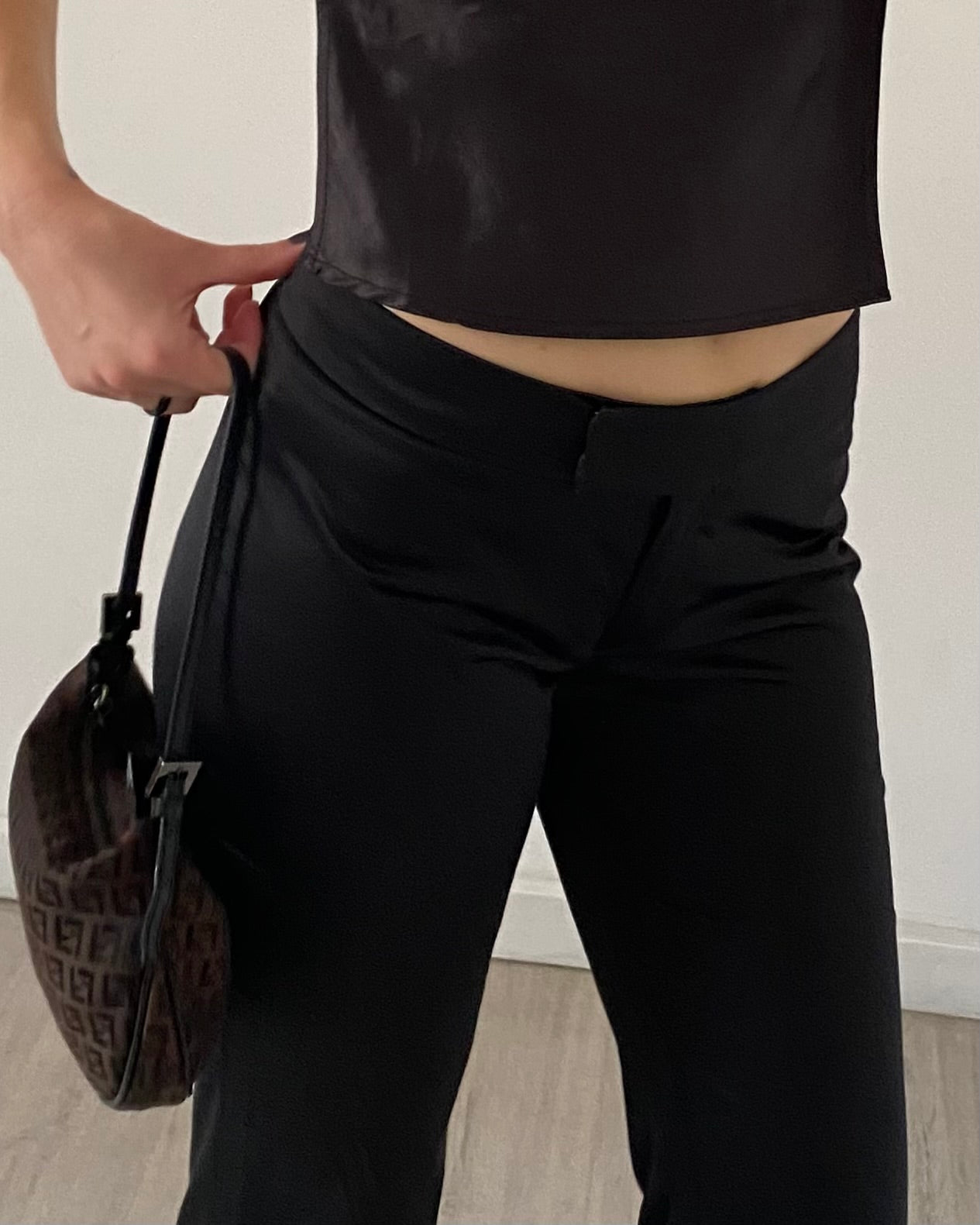 Satin straight leg trousers